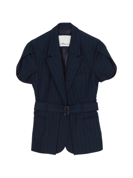  3.1 Phillip Lim Giacca Gessata Con Cintura - Blu 