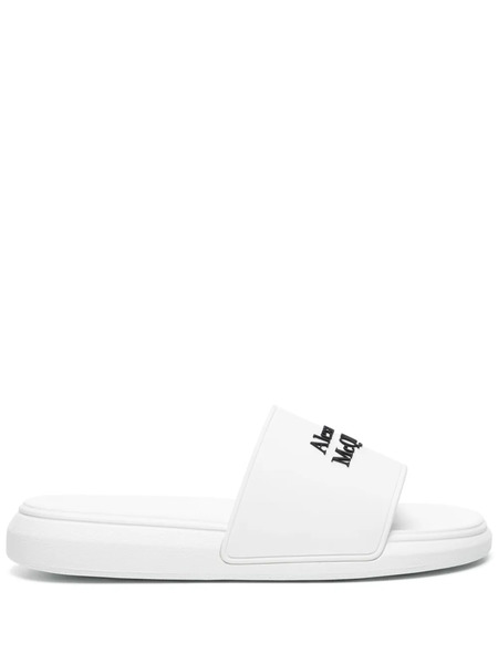  Alexander Mcqueen Sandali Slides Con Logo Goffrato - Bianco 