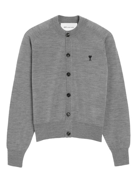  Ami Paris Cardigan Ami De Coeur Girocollo - Grigio 