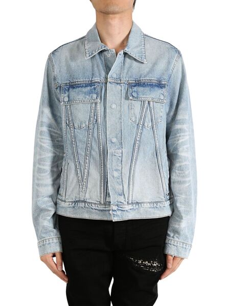  Amiri Distressed-effect Denim Jacket - Blu 