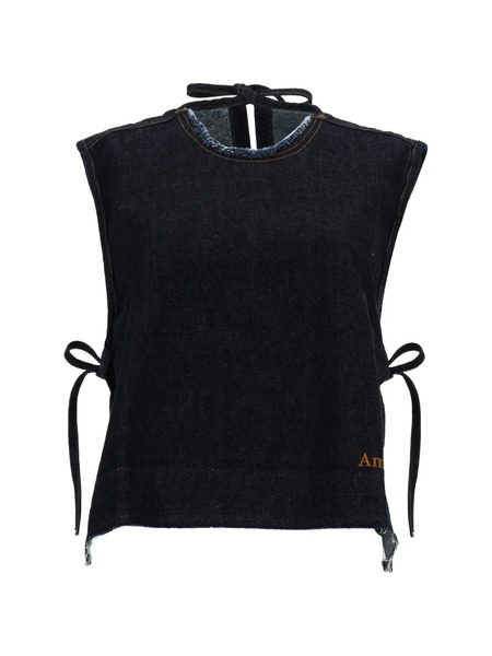  Amish Top Con Collo Annodato - Blu 