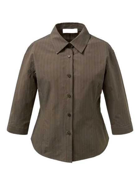  Amomento Camicia Gessata - Marrone 
