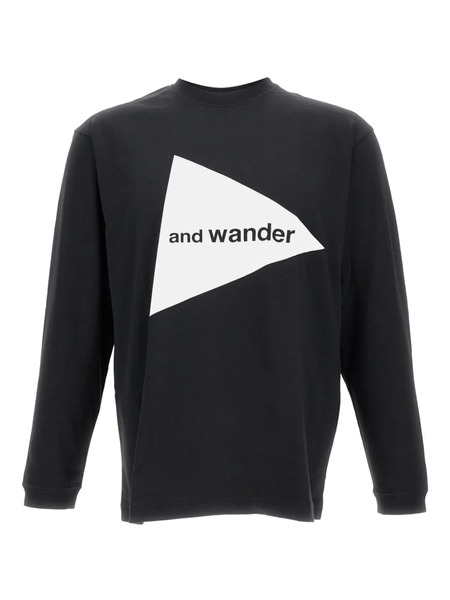  And Wander T-shirt A Maniche Lunghe Con Logo - Nero 