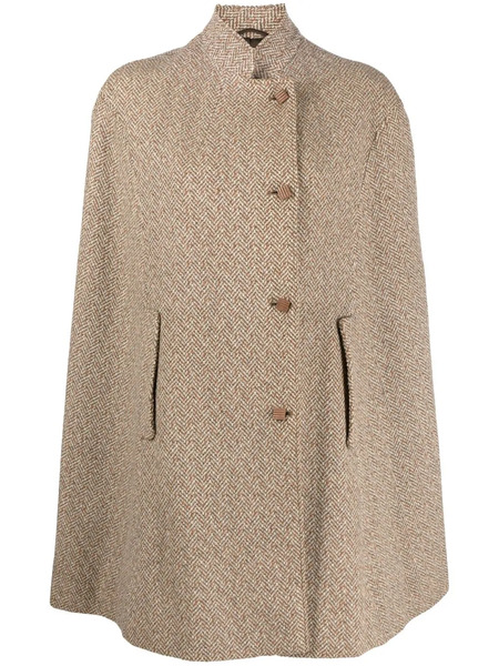  A.n.g.e.l.o. Vintage Cult Cappotto Stile Mantella Con Motivo A Spina Di Pesce Anni '60 - Toni Neutri 