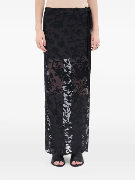  Ann Demeulemeester Gonna Lunga Con Ricamo A Fiori - Nero 