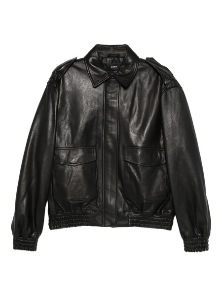  Arma Giacca In Pelle Con Tasche - Nero 