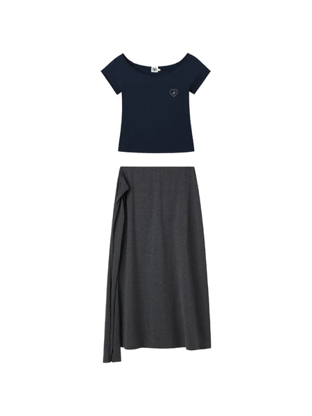  B+ab Set Di 2 Gonne Midi Con Ruches - Grigio 