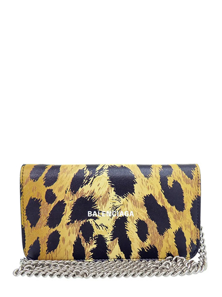  Balenciaga Pre-owned 2000-2017 Leopard Printed Calfskin Continental Wallet On Chain Crossbody Bag - Toni Neutri 