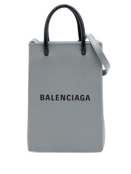  Balenciaga Pre-owned Pouch Per Smartphone Con Tracolla Mini In Pelle Di Vitello Con Logo 2021 - Grigio 