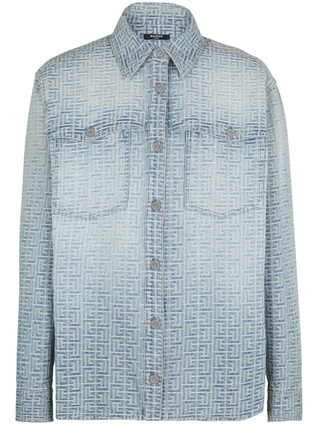  Balmain Camicia Con Monogramma - Blu 