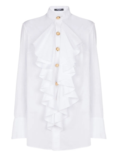  Balmain Camicia Con Ruches - Bianco 