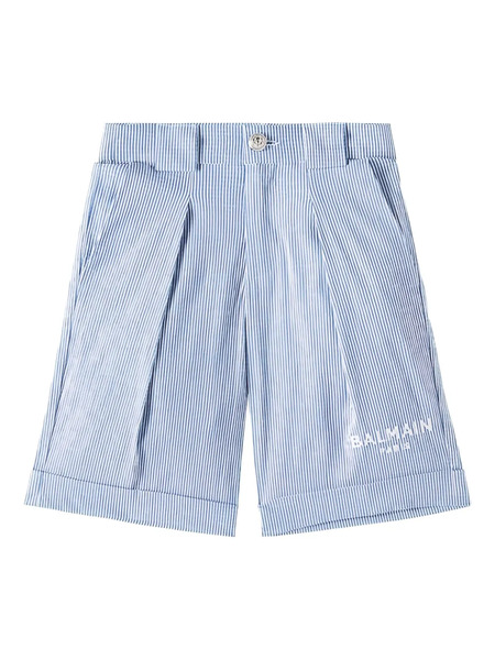  Balmain Kids Shorts Gessati - Blu 