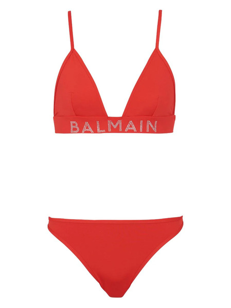  Balmain Set Bikini Con Logo - Rosso 