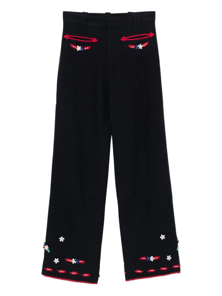  Bode Pantaloni A Fiori Carroll - Blu 