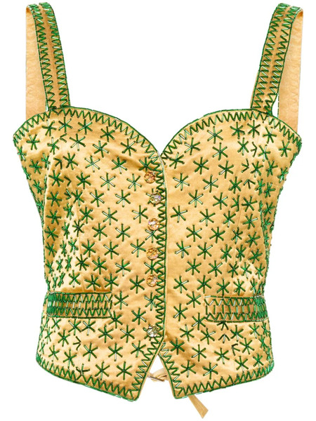  Bode Top Con Ricamo - Giallo 