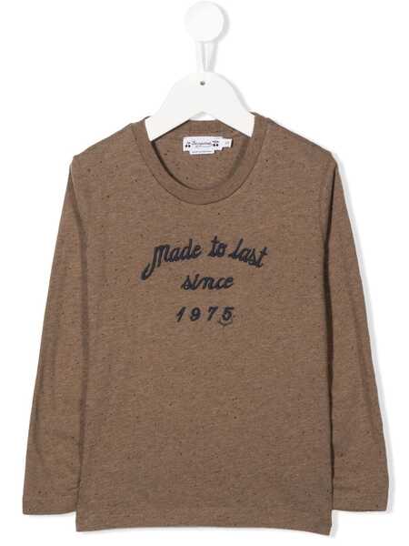 Bonpoint T-shirt A Maniche Lunghe Con Ricamo - Marrone 