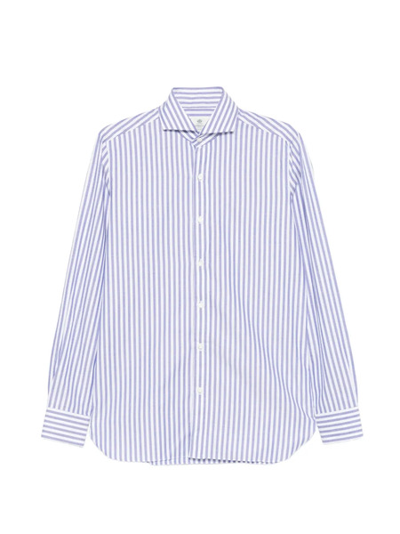  Borrelli Camicia A Righe In Cotone - Blu 
