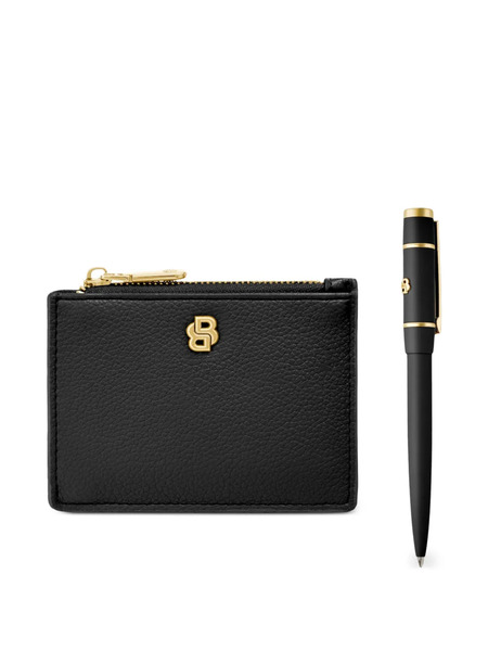  Boss Set Penna E Portacarte Con Placca Logo - Nero 