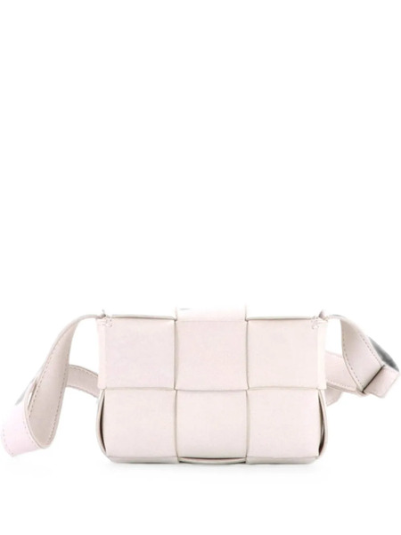  Bottega Veneta Pre-owned Borsa A Tracolla Candy Cassette In Pelle Con Motivo Maxi Intrecciato - Bianco 