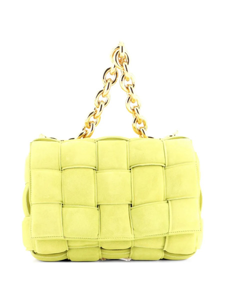 Bottega Veneta Pre-owned Borsa A Tracolla Cassette Imbottita In Pelle Scamosciata Con Motivo Maxi Intrecciato E Catena - Verde 