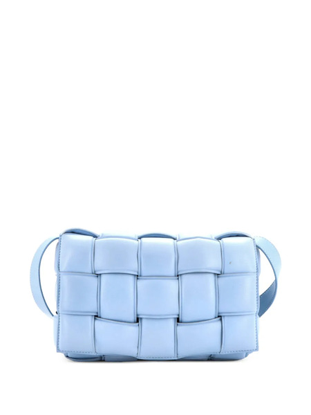  Bottega Veneta Pre-owned Borsa A Tracolla Cassette Piccola In Pelle Imbottita Con Motivo Maxi Intrecciato - Blu 