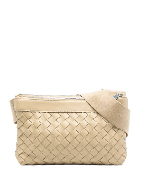  Bottega Veneta Pre-owned Borsa A Tracolla Media In Nappa Con Design Intrecciato E Doppia Zip 2012-2025 - Marrone 