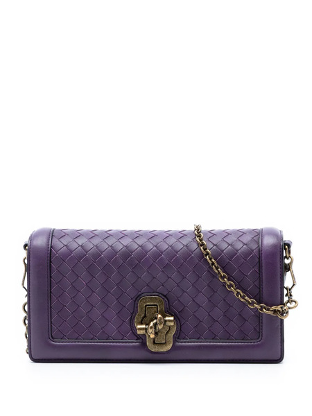  Bottega Veneta Pre-owned Borsa A Tracolla Olimpia Knot In Nappa Con Design Intrecciato 2012-2025 - Viola 