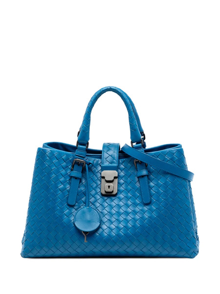  Bottega Veneta Pre-owned Borsa A Tracolla Roma Piccola In Nappa Con Motivo Intrecciato 2012-2026 - Blu 