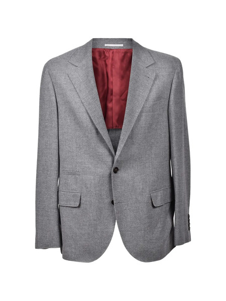  Brunello Cucinelli Blazer Monopetto Con Revers A Lancia - Grigio 