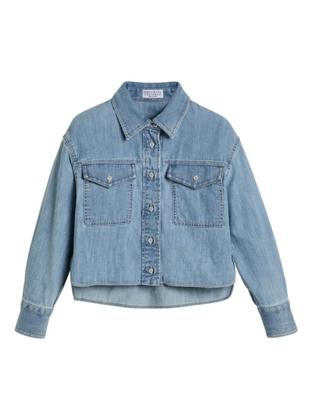  Brunello Cucinelli Kids Camicia Denim - Blu 