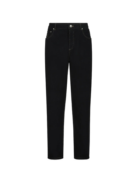  Brunello Cucinelli Pantaloni A Coste In Velluto 1500 Righe Di Cotone Tinto In Capo Con Cinque Tasche - Nero 