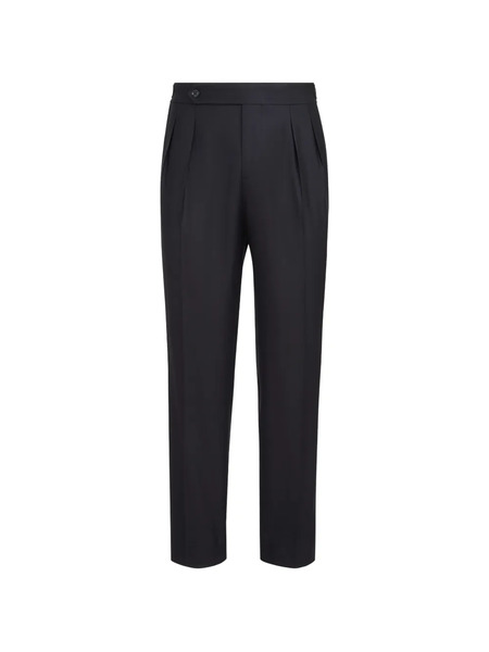  Brunello Cucinelli Pantaloni Da Smoking In Twill Di Lana Vergine E Seta Con Pieghe E Applicazioni In Vita - Nero 