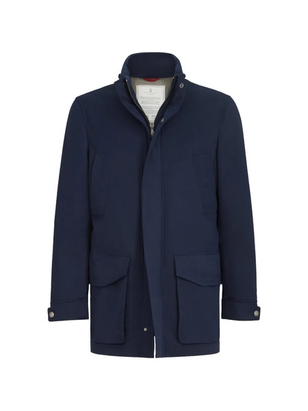  Brunello Cucinelli Parka In Microfibra Impermeabile Con Imbottitura Thermore® E Cappuccio Ripiegabile - Blu 