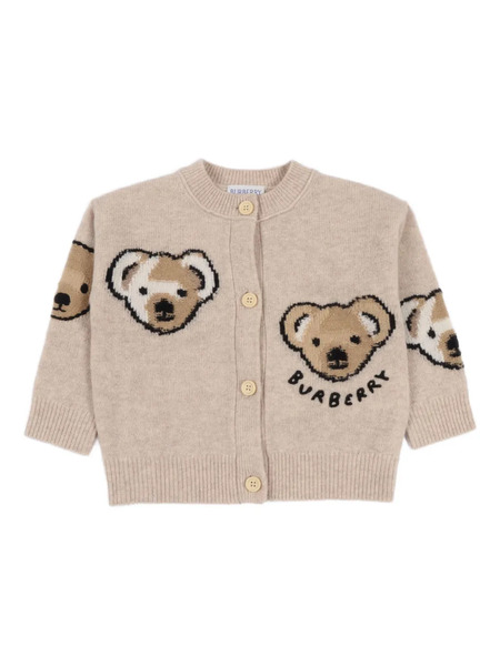  Burberry Kids Cardigan Con Ricamo Bear - Toni Neutri 