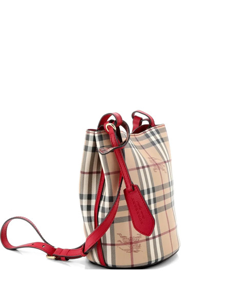  Burberry Pre-owned Borsa A Secchiello Lorne Piccola In Tela Cerata Con Motivo Haymarket Check - Marrone 