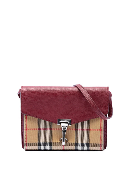  Burberry Pre-owned Borsa A Tracolla Derby Macken Piccola In Tela E Pelle Con Motivo House Check 2000-2017 - Rosso 