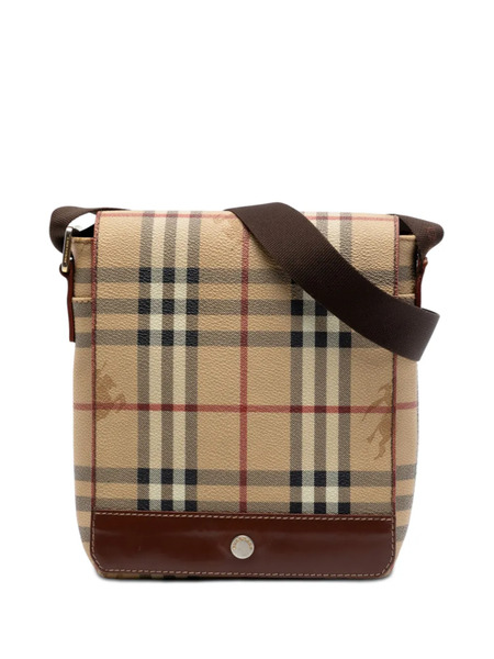  Burberry Pre-owned Borsa A Tracolla In Tela Cerata Con Motivo Haymarket Check E Battente 2000-2017 - Toni Neutri 