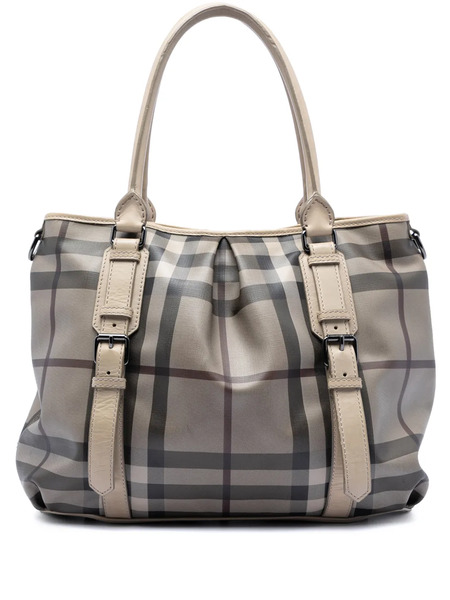  Burberry Pre-owned Borsa A Tracolla Northfield In Tela Cerata Con Motivo Smoke Check 2000-2017 - Grigio 