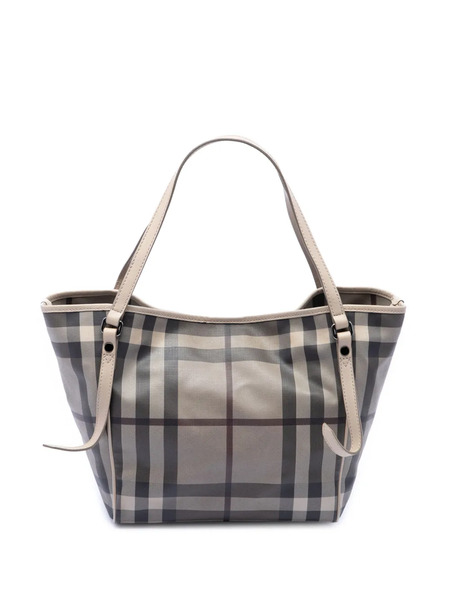  Burberry Pre-owned Borsa Tote Canterbury Piccola In Tela Cerata Con Motivo Smoke Check 2000-2017 - Grigio 
