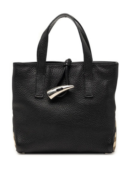 Burberry Pre-owned Borsa Tote In Pelle Di Vitello Con Dettaglio A Forma Di Corno E Finiture Con Motivo House Check 2018-2023 - Nero 