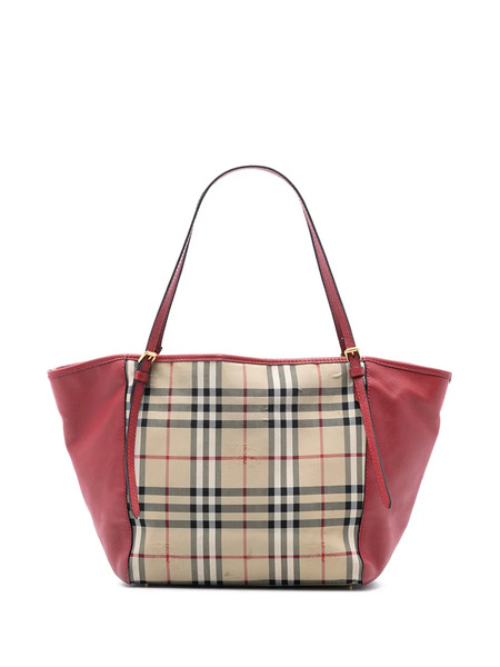  Burberry Pre-owned Borsa Tote Piccola Canterbury In Pelle E Tela Con Motivo Haymarket Check 2000-2017 - Marrone 