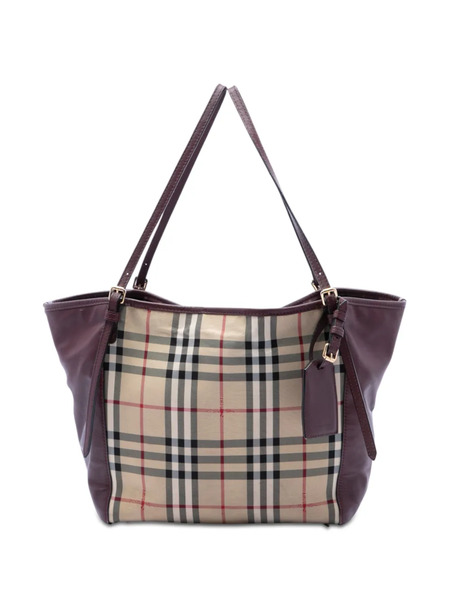  Burberry Pre-owned Borsa Tote Piccola Canterbury In Pelle E Tela Con Motivo Haymarket Check 2000-2025 - Toni Neutri 