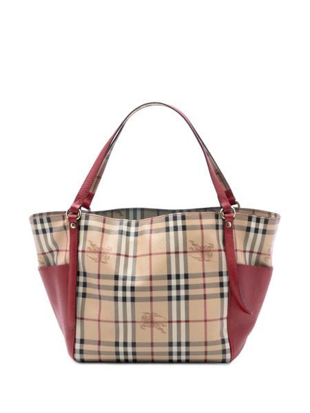  Burberry Pre-owned Borsa Tote Piccola In Tela Cerata Canterbury Con Motivo Haymarket Check E Rifiniture In Pelle 2000-2017 - Toni Neutri 