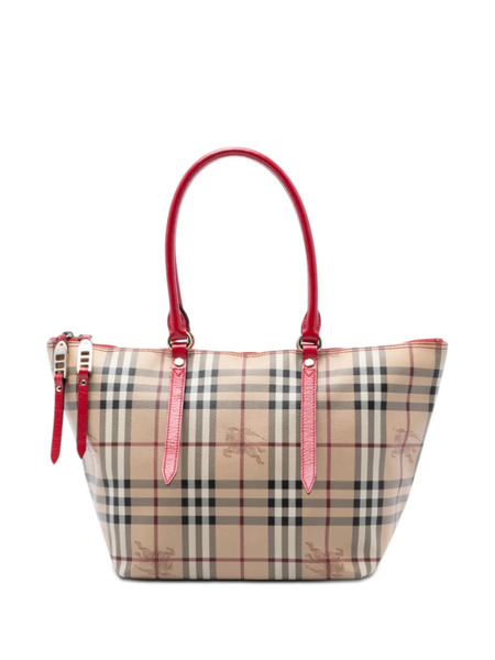  Burberry Pre-owned Borsa Tote Salisbury Con Motivo Haymarket Check Piccola In Tela Cerata 2000-2017 - Toni Neutri 