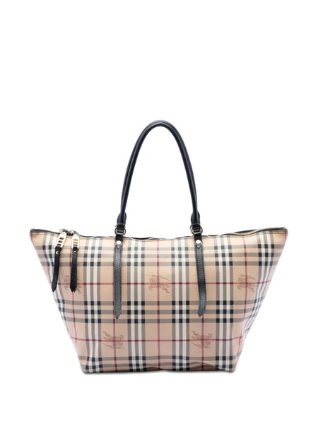  Burberry Pre-owned Borsa Tote Salisbury Media In Tela Cerata Con Motivo Haymarket Check 2000-2017 - Nero 