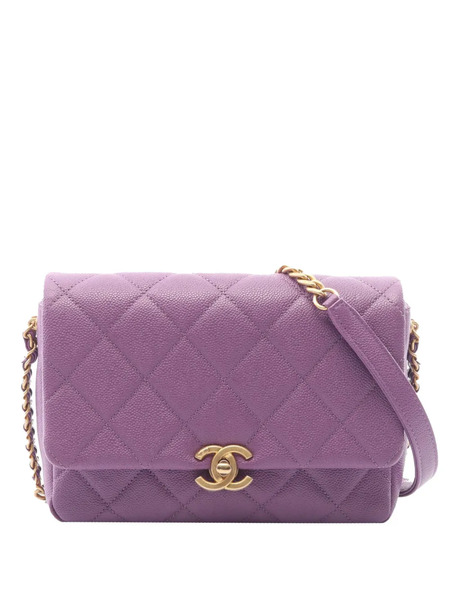  Chanel Pre-owned Borsa A Tracolla Boy Piccola In Pelle Caviar Trapuntata Con Battente 2021-2026 - Viola 