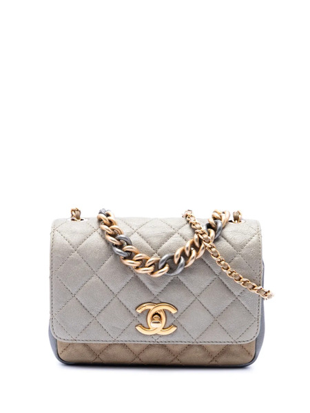  Chanel Pre-owned Borsa A Tracolla Camellia Flower Flap Tricolore Piccola Con Trapuntatura 2016-2017 - Oro 