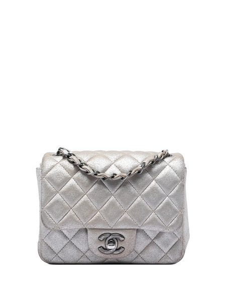  Chanel Pre-owned Borsa A Tracolla Mini Square Classic In Pelle Di Agnello Con Battente 2014 - Marrone 