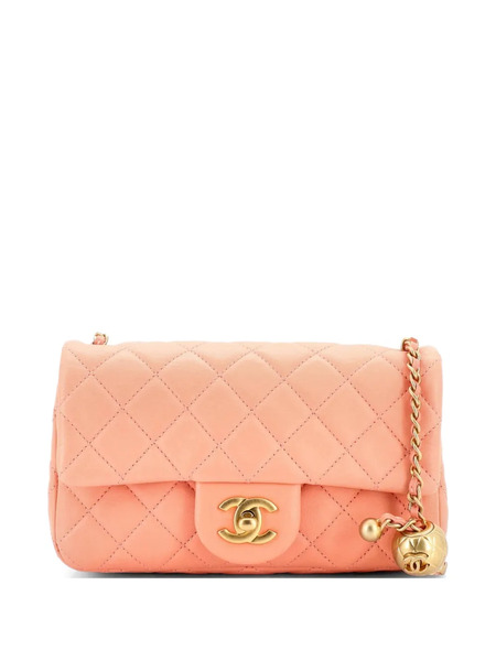  Chanel Pre-owned Borsa A Tracolla Pearl Crush Mini In Pelle Di Agnello Trapuntata Con Battente - Arancione 