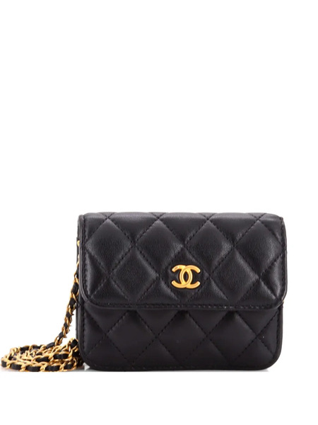  Chanel Pre-owned Borsa A Tracolla Pearl Crush Mini In Pelle Di Agnello Trapuntata Con Battente E Catena - Nero 